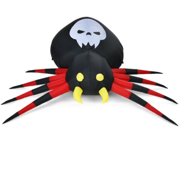 12FT Large Halloween Inflatable Spider Outdoor Decoration  12-Foot Giant Inflatable Spider with White LED Lights - Halloween Blow Up Decor